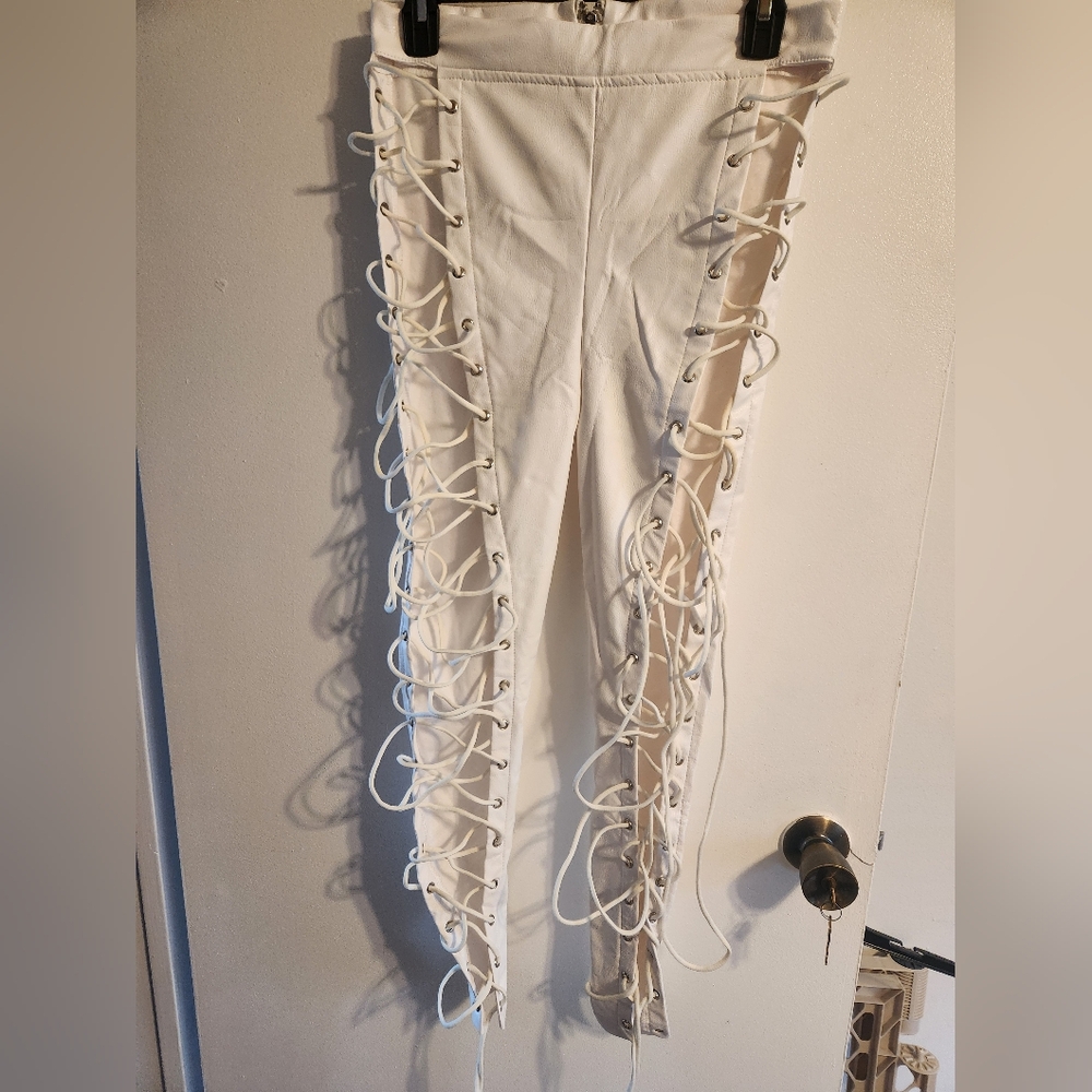 Latex Lace Up Pants